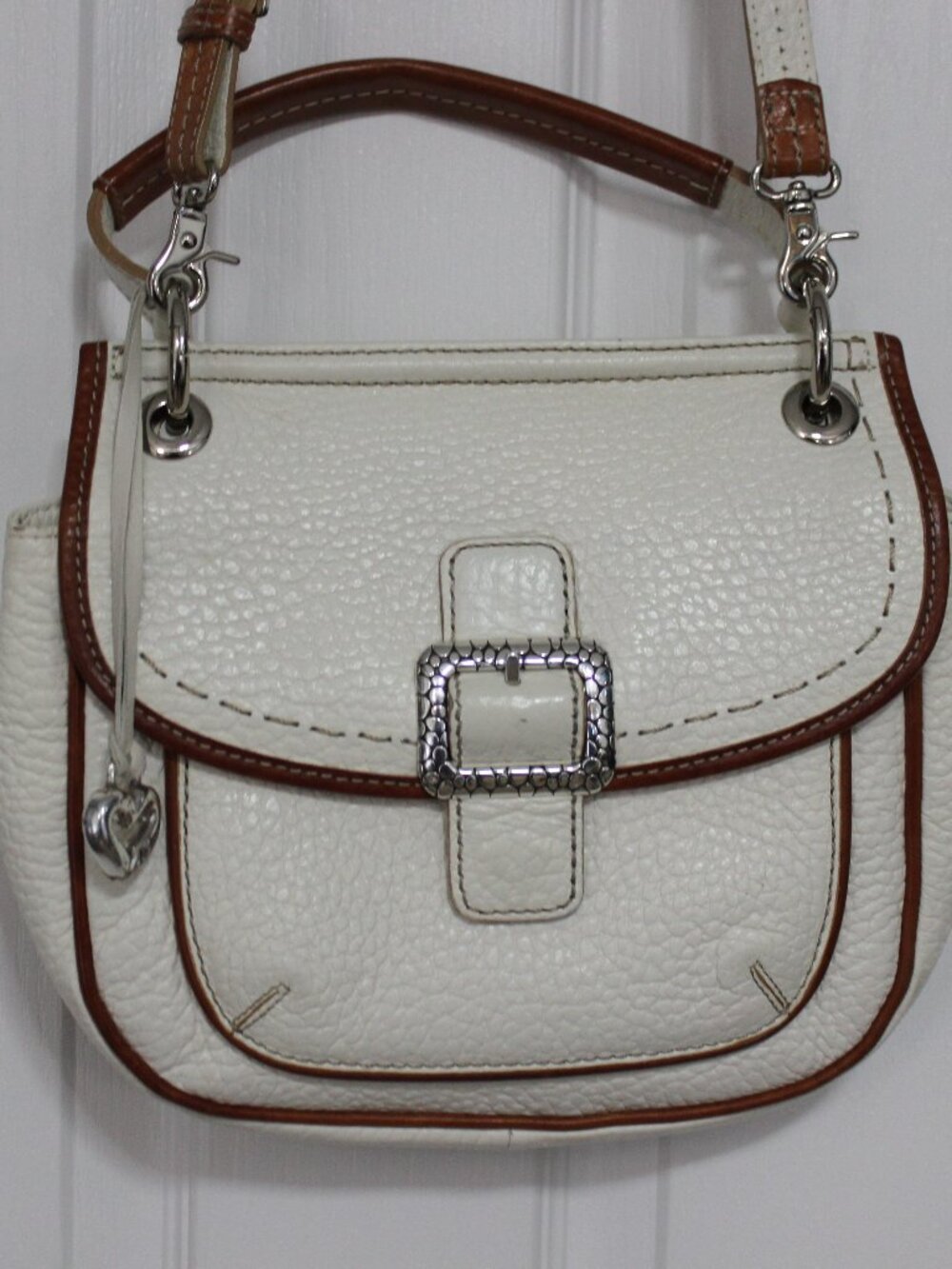 Brighton Ivory & Cognac Heritage Satchel Bag E856589 - Embossed Leather ✨